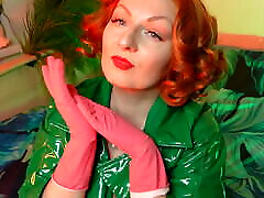 pink rubber gloves video - jd girl teasing seducing close up - Arya Grander