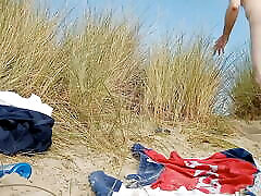 Rockardglans Naked Playing With Hard Cock on Beach