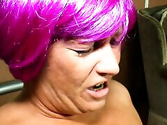 Crazy purple hair husa wife banged hard
