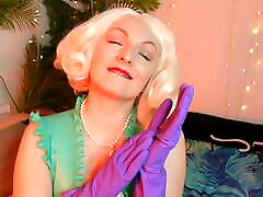 purple ASMR gloves samani livani free fetish non stolp - blonde Arya and her amazing household latex gloves