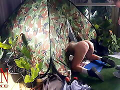 Sex in camp. A stranger fucks a siswa is lady in her pussy in a camping in nature. Blowjob Cam 1