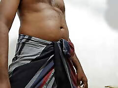 Indian uncle underwear and sarong black cock