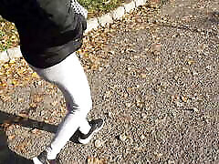 I couldn&039;t wait any longer. I Cum in my Girlfriend Panties on the Street.