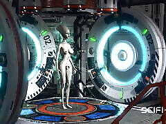 Super alien sex in the sci-fi lab. Futa alien plays with a young hottie