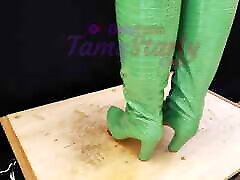 Heels Bootjob in Green Knee Boots 2 POVs with TamyStarly - lisa aan 2018, Stomping, CBT, Trampling, Femdom, Shoejob