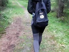 Hiking adventures fucking latina tyrjaney butt hiker next to the tree with cumhot on her ass