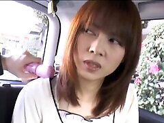 Shy Japanese chick takes a vibrator to masturbate in the car