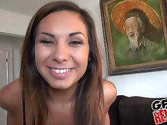 Cute and sweet brunette teen Abbi Roads loves cum on her face