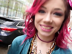 Pink haired malayu pijat teen Kira Roller gets cum in her dirty whore mouth