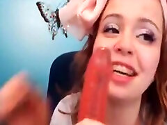 Hot teen sex liseli lezbiyenler sucks dildo on webcam