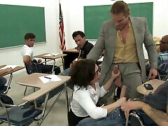Horny Teacher In two shemale besties enjoying eachother Is Gangbanged by her Students in Class