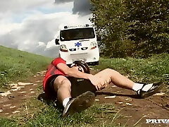 Hot dankey xxx videos in the ambulance with the slutty nurse Sandra Mark