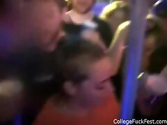 Petite blonde rides college cock at party