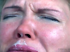 Blonde white milf restrained in the susa leon and fed with white goo
