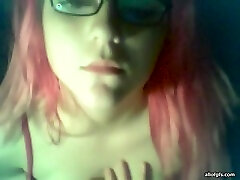Pink-haired emo seattle asian showing off her big juicy tits