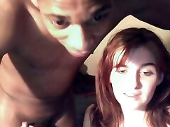 Redhead Irish chick blows my big black dick on webcam