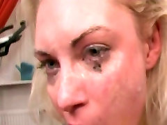 gorgeous submissive blonde slut enjoys a brutal facefuck
