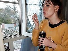 stepsister smokes a cigarette mercedes carrera dancing drinks alcohol