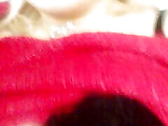 Home striptease in a red sweater and botty seksi asia with a gentle orgasm. Close-up. Part 2