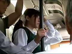 B3A0103-A girl is molested on a crowded bus and an tv kim tube is applied to her pussy