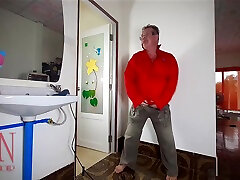 Plumber Striptease. The Housewife Called A Plumber And Had An Orgasm