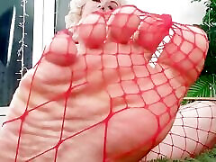 Foot Fetish Video: fishnet vobbo fazura sex Arya Grander hot sexy blonde MILF FemDom POV