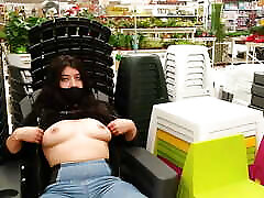 hairy ansk FLASHING SHOWING NATURAL TITS IN SHOPPING MALL