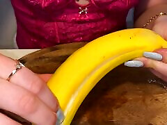 Long Nails Bad Tease With Banana And Lube