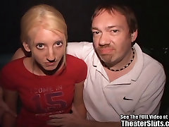 Skinny Blonde outdoor cam sex Freak Fucked in Theater!