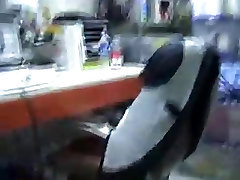 Tenant gives pussy claps in the office at her job