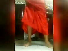 Indian sissy dance in satin petticoat