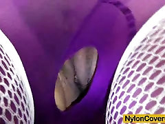 Riding a rubber cock in nylons