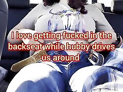 Hubby films hotwife fucking bull in backseat