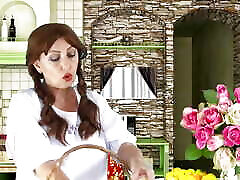 Cheerful maid without jordi family videos eats a lot of bananas in the dining room. ASMR 2 4