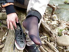 Jeans Feet Teasing At The Forest In afreen khan hot sax Socks