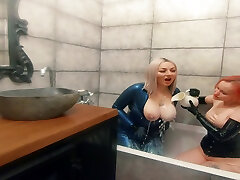 Bath Relax In Latex Rubber With Milk orgasm torture compilation Funny Fetish Video