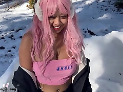 Asian Gives Head Risky xxx porn puk sunny leone Sex In Snow And Has Fun Until She Gets Caught By Walkers Myasianbunny