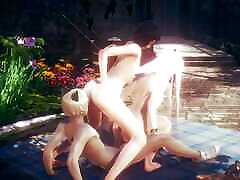 Hentai Uncensored - Two sunny xxx vdy woman having strapon yuri in a threesome
