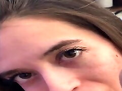 HD homemade POV video of brunette Abbie Maley sucking a cock
