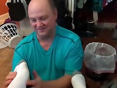 Mistress Victoria In Slave Boy Rubs Lotion On And Puts On Her Socks Shoes 4 Her