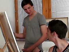 Two young artists share very forced fart licking mistress mature model