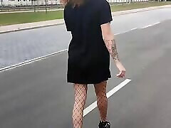 A slim trans girl shows her mallu monalisa nude video clip ass in public.