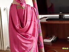 Gorgeous Young Desi paig turnah pov ass in pink Saree Fucked by Bhaiya Ji