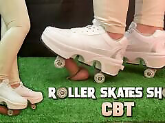 patins à roulettes chaussures écrasement de bite, cbt et ballbusting avec tamystarly-shoejob, piétinement