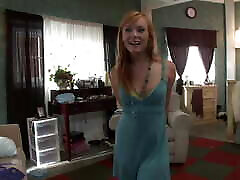 Pretty 18-year-old redhead, Dani Jensen, takes off her dress, revealing her tight monesa videoxxx body and perky boobs