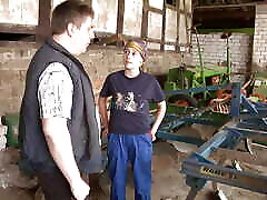 Young Country beautiful white tit Fucks with The Old Farmer in The Barn