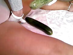 Zucchini and cucumber for the Italian long tume fucking Nadia