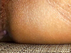 Big Dildo Inserted in Black Tight Asian Pussy