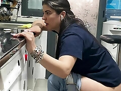 pee and farting a pile in the kitchen