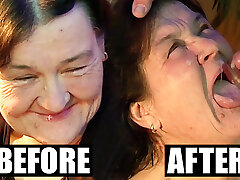 Very older granny didn't know cum on her face